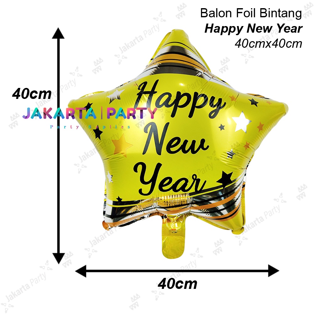 Balon Bintang Happy New Year / Balon Foil Bintang / Balon Bintang