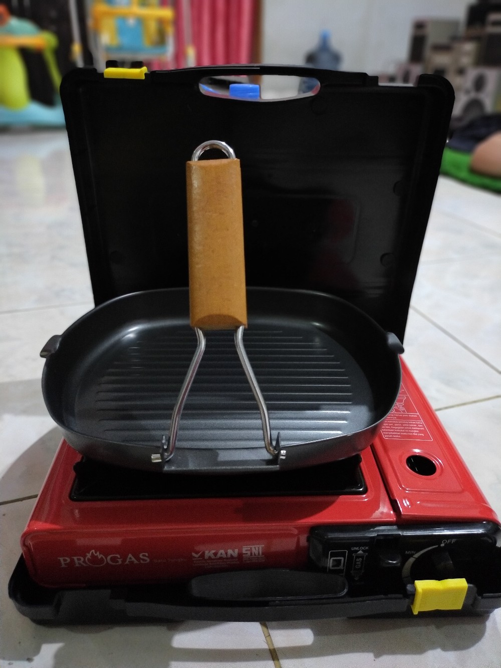Panggangan Persegi 28cm / Square Grill + Kompor Portable 2in1 Progas / Paket Panggangan + Kompor