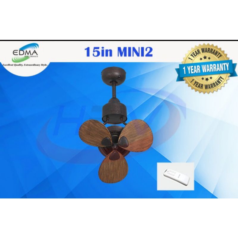 MT.EDMA 15INC MINI2 Kipas Angin Gantung Plafon - Teak/Walnut