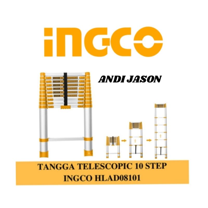 TANGGA TELESCOPIC 10 STEP ALUMINIUM INGCO HLAD0801