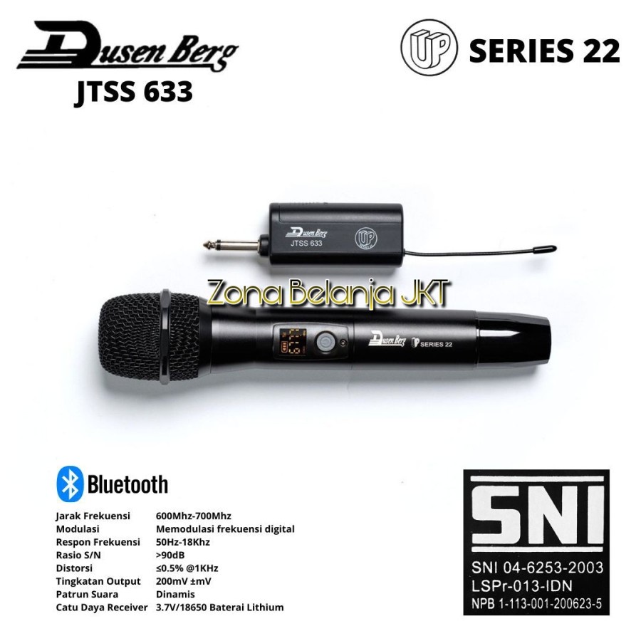 Mic Wireless Dusenberg JTSS 633 UP 22 Series UHF Single Mic Handle Pegang Original