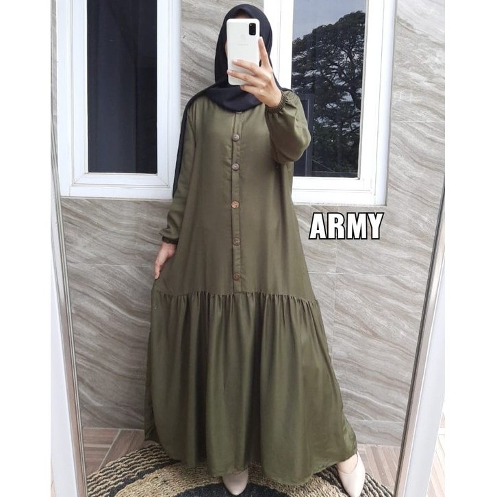 Gamis Rayon Twill  Polos Kancing / Gamis Kancing Susun