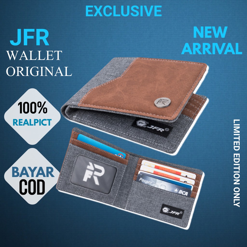 JFR Dompet Pria Kulit Kanvas Dompet Laki Laki Dompet Cowok Kulit Kanvas Keren Strand Series JP43
