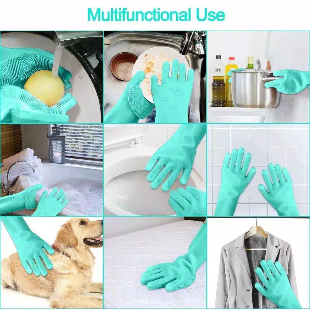 SARUNG TANGAN SPON CUCI PIRING SILIKON CUCI TANGAN SERBAGUNA SILICONE DISHWASHING GLOVES MAGIC