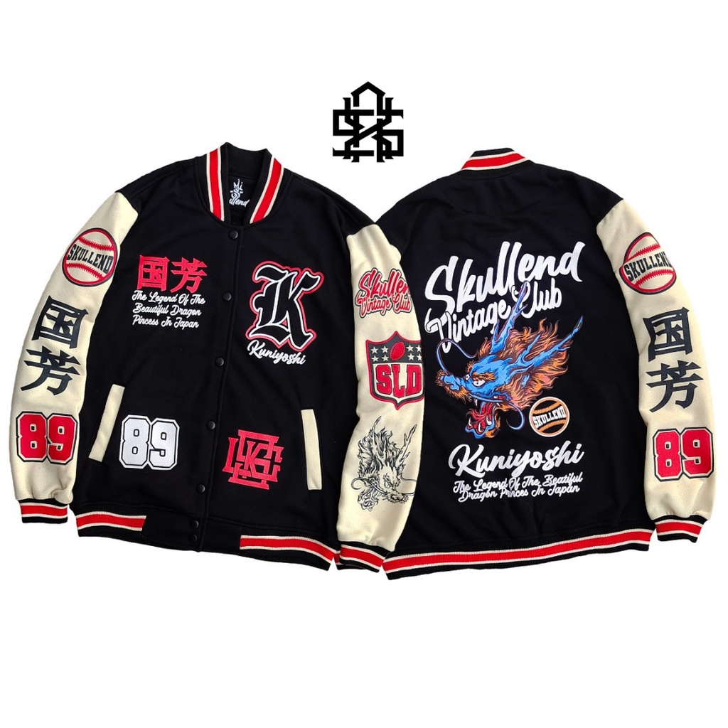 Varsity Kuniyoshi - Jaket Varsity Baseball Pria Wanita - Varsity Jacket Vintage Baseball Original