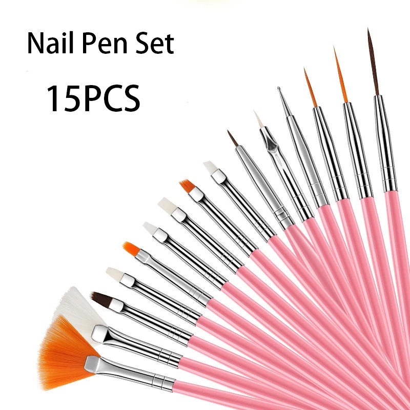 15pcs / Set Kuas Lukis Nail Art Profesional Untuk Dekorasi Manicure Diy