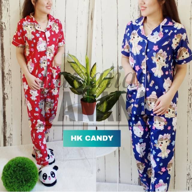 PIYAMA DEWASA HK CANDY ( CP,DST )LD 106CM / KATUN JEPANG / JAHITAN RAPI