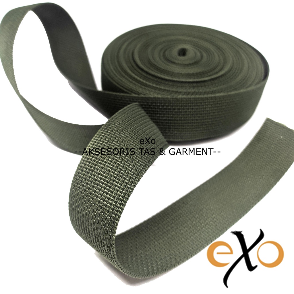 

5 METER TALI WEBBING TAS LT 3.8 CM TEBAL 1.30 MM BAHAN POLYPROPYLENE - LT 38 ARMY