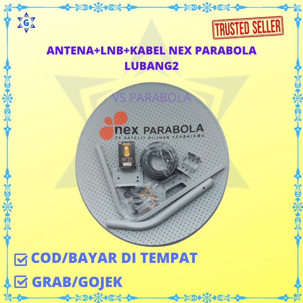 PARABOLA NEX KU BAND 60CM KOMPLIT RECEIVER NEX PARABOLA LNB 2 OUTPUT(1 ANTENA 1 KABEL 1 LNB KU 2 OUT