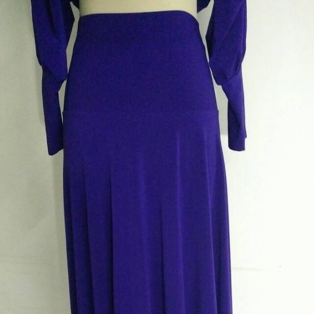 Rok A line ungu terong jersey bawahan wanita preloved