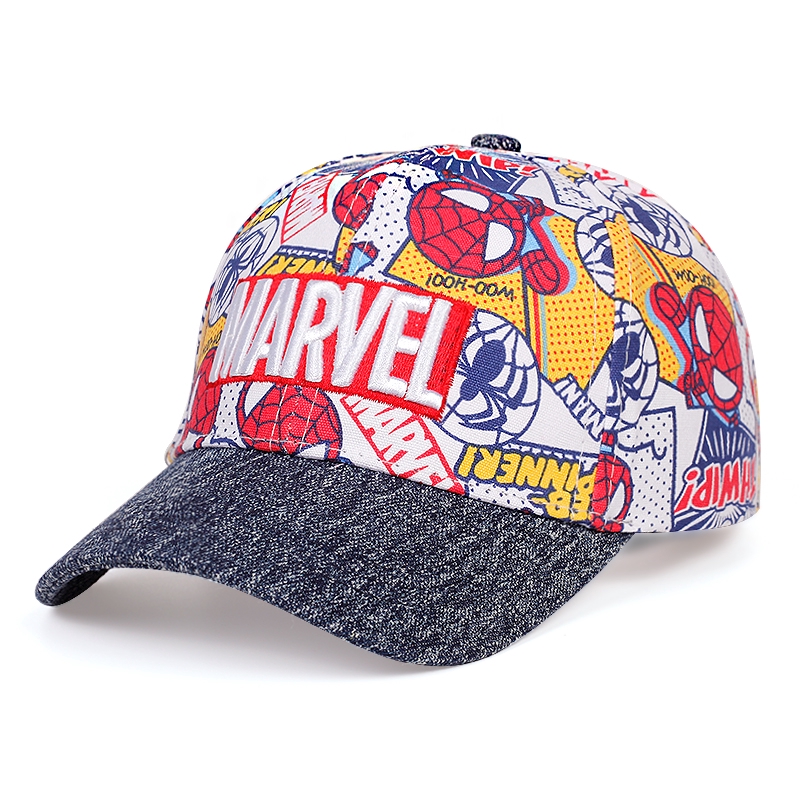 Topi Baseball Motif Print Tulisan Marvel Gaya Hip Hop Adjustable Untuk Anak Unisex