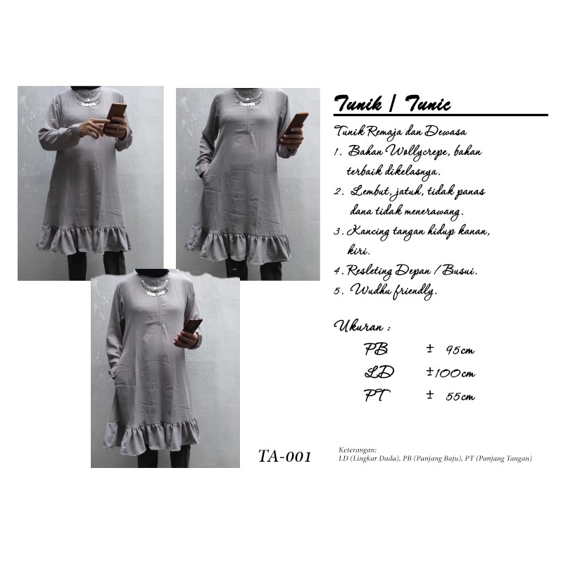 Tunik / Tunik Wollycrepe (Kode TA001)