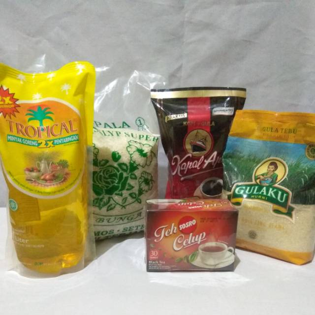 Paket Sembako Murah 3, Beras, Minyak, Gula, Kopi, Teh