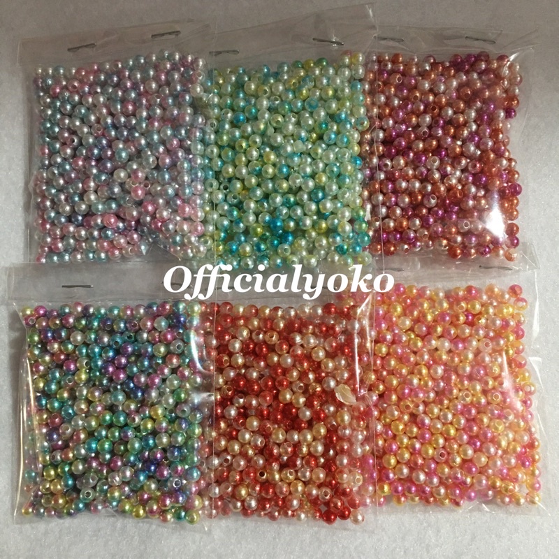 4mm Manik Mutiara Ringan Warna Sembur 4mm (15gram)