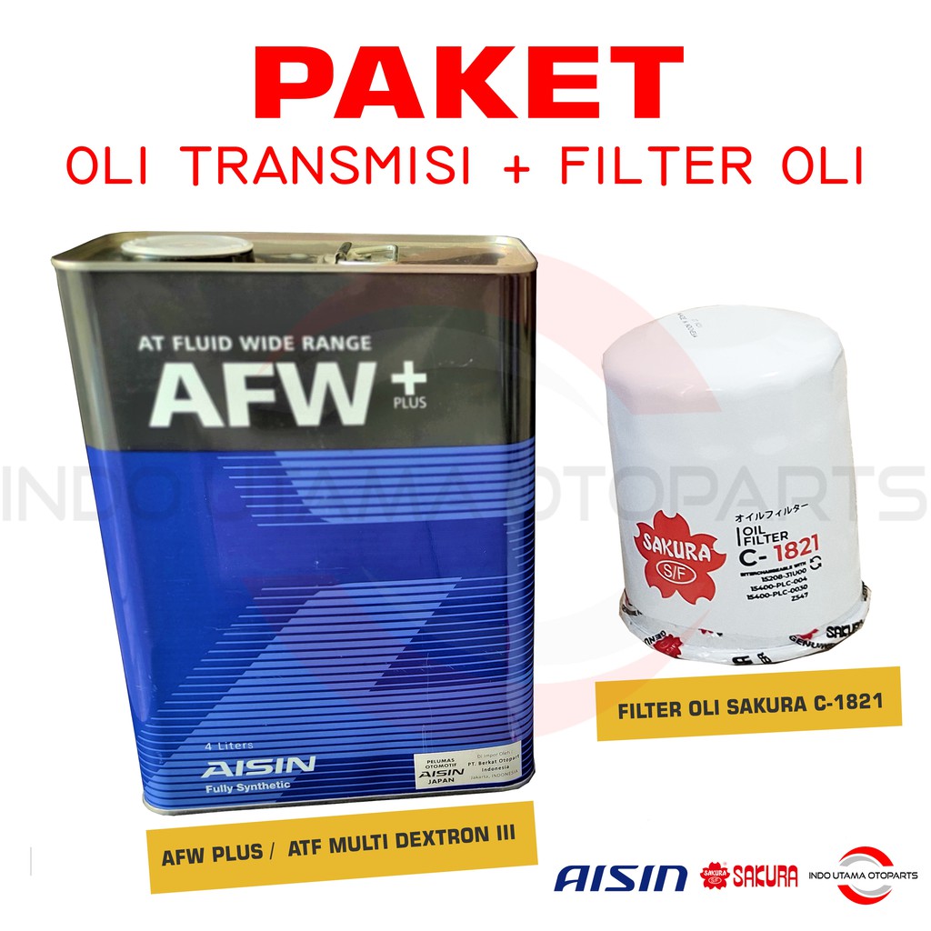 Oli Aisin Matic AFW+ ATF dan Filter Oli Brio Odyssey City C-1821