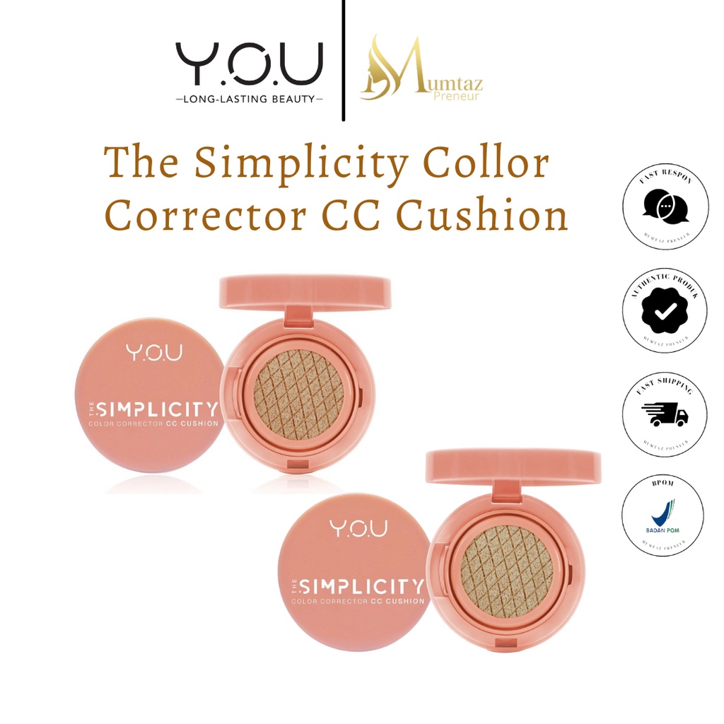 YOU THE SIMPLICITY COLOR CORRECTOR CC CUSHION BY YOU MAKEUP BPOM CUSHION YOU TERLARIS TERMURAH BESTS
