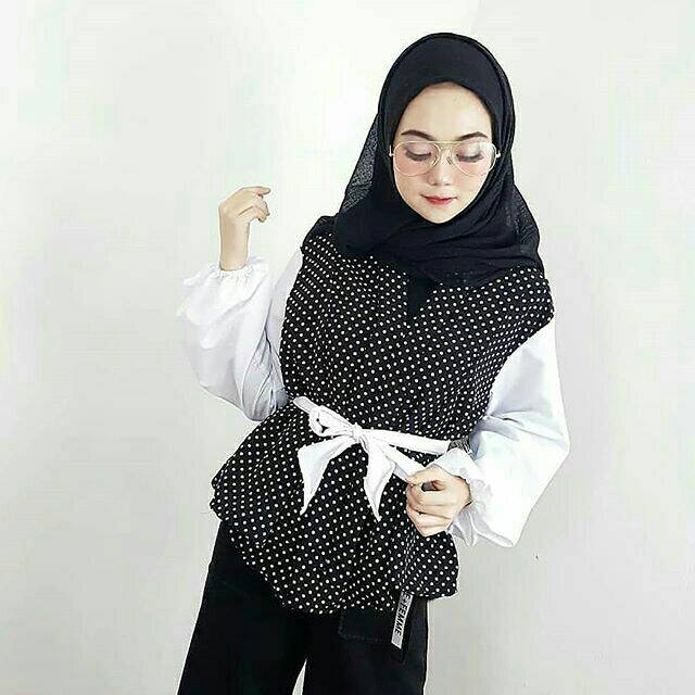 ATASAN, TUNIK, Blouse wanita, atasan wanita, BLOUSE, Fashion muslim, baju wanita, Polka Top