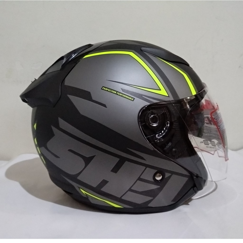 HELM  SHEL  ROVER  R - 812   GUN METAL DOFF   YELLOW  FLUO