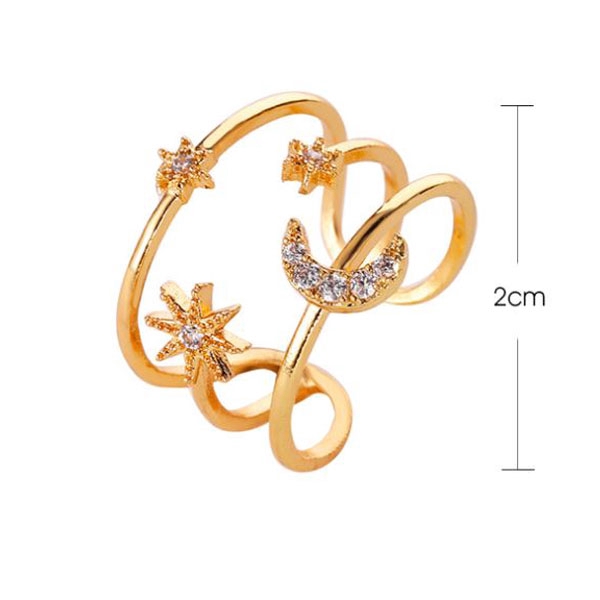 OILA cincin three layer star moon ring (3D4) jci055