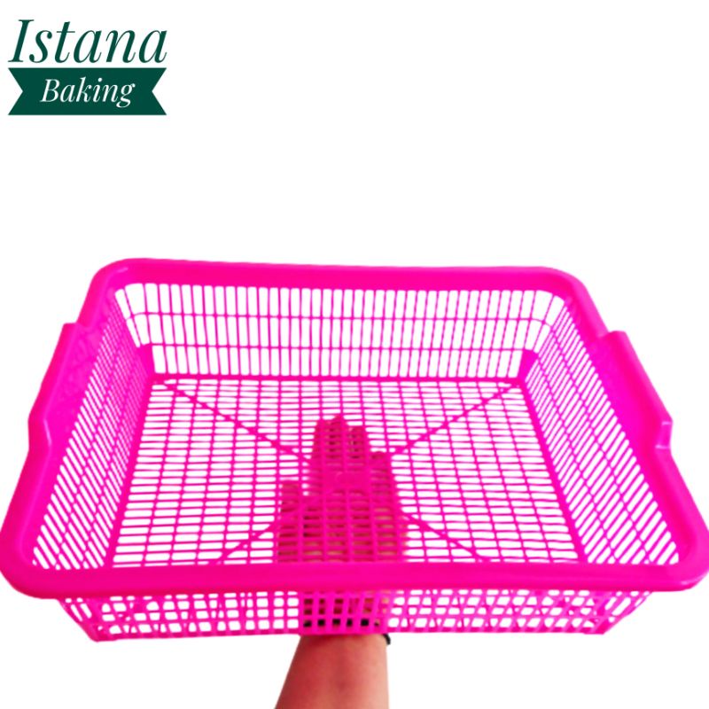 Istana Baking Keranjang Persegi Plastik Besar, Keranjang Penyimpanan Serbaguna Multifungsi Termurah