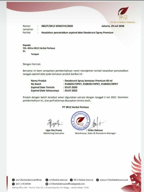 Sr12 Deodorant Spray Sr12 Dan Premium  - Herbal/alami Untuk Penghilang Bau Badan/ketiak Bpom Sr12
