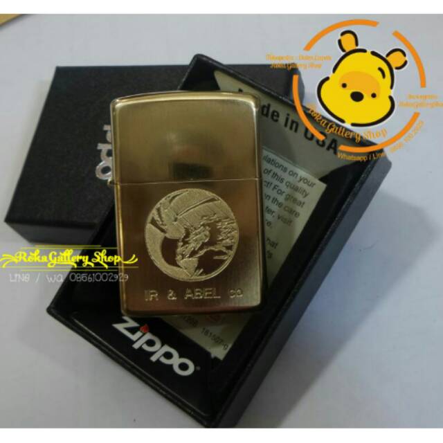 Zippo gold grafir logo senapan ir & abel co