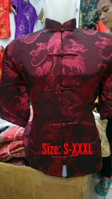 Cheongsam Pria Lengan Pendek Motif Naga