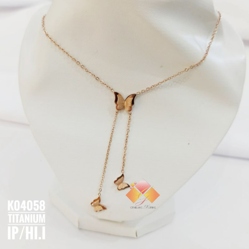 Kalung Titanium Kupu Jurai Warna Gold K04058