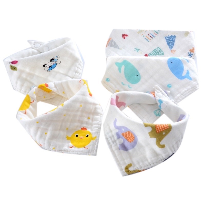 Leleoncare Baby Bibs Cotton Halus Celemek Makan Minum MPASI Bayi Bib Tadah Air Liur Muslin