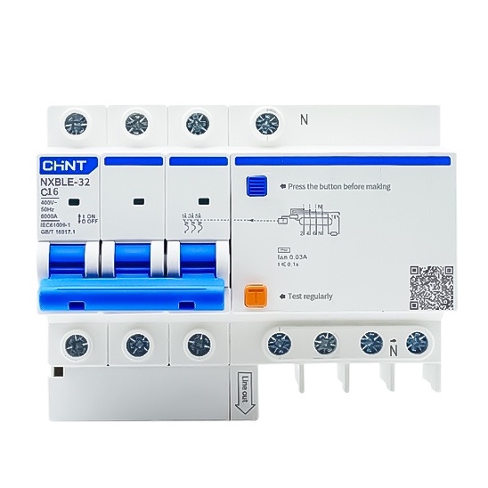 CHINT RCBO NXBLE-63 1P+N 2P 3P+N 6 10 16 20 25 32 40, 50, 60 (300mA)