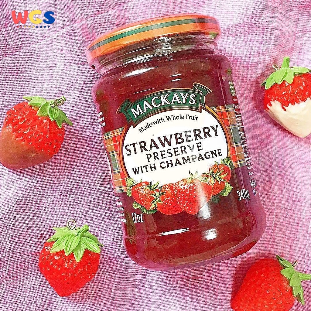 Selai Mackays Strawberry Preserve with Champagne Jam 340 gr - Selai Stawberry