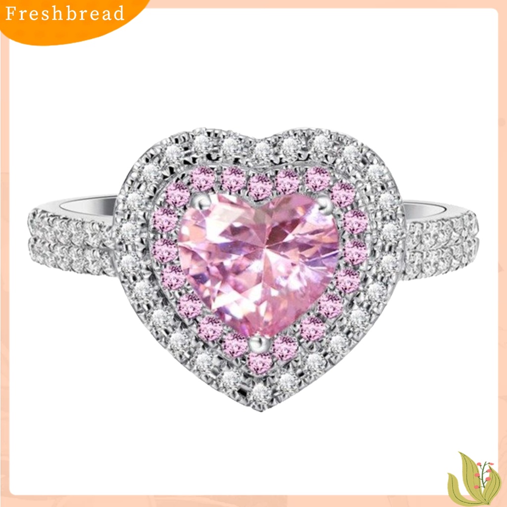 [TERLARIS]Pink Heart-shaped Rhinestone Ring Platinum Plated  Women Jewelry Accessories