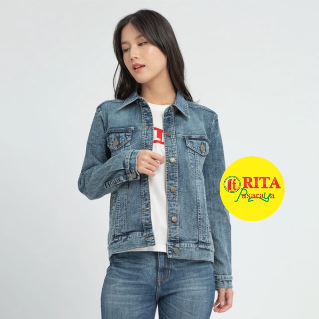 Geela Medium Wash Denim Jacket / Jacket Wanita / Jaket Denim