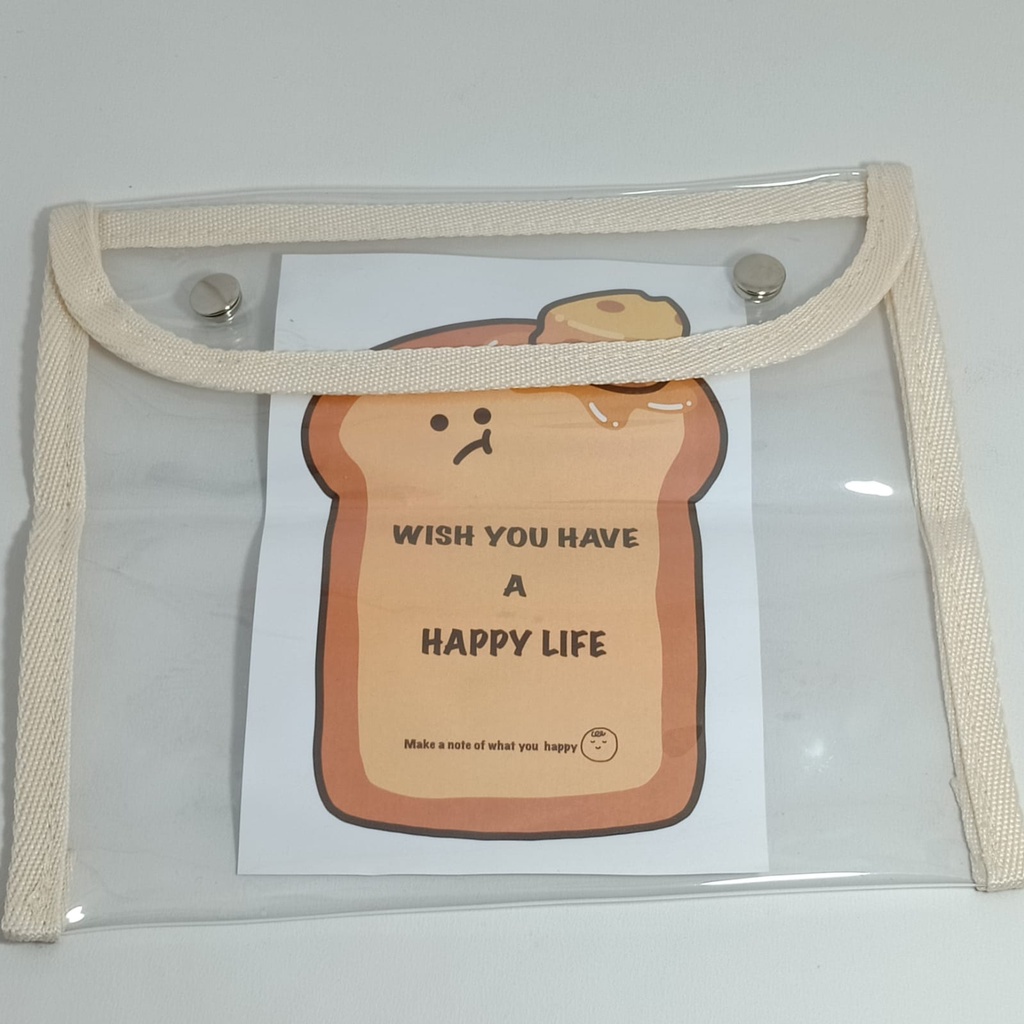 

Pouch Cute Bag Transparent - Tempat Pensil Klip Transparan Serbaguna