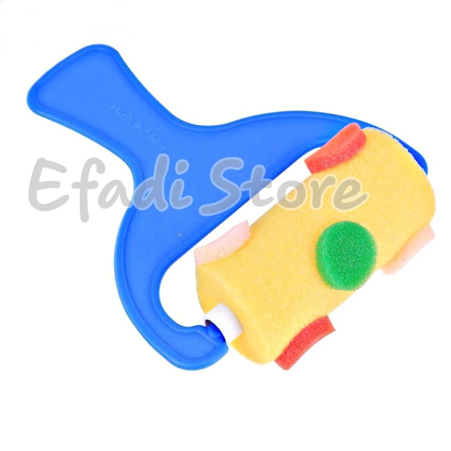 Kid Paint Sponge Roller untuk Lukis Motif Gagang Plastik