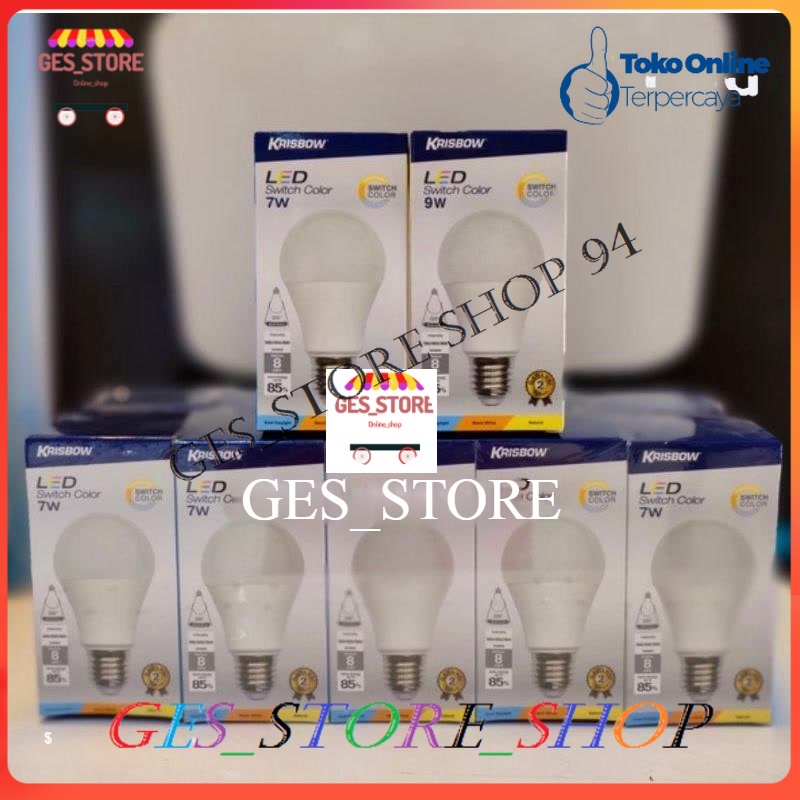 Lampu LED 3 warna Krisbow 7 & 9 Watt/lampu Switch colour