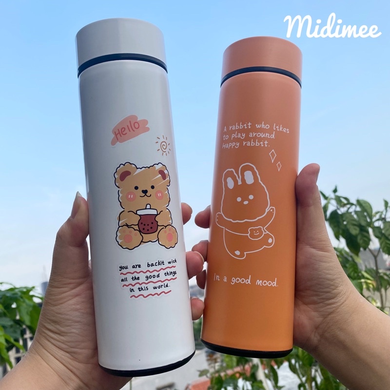 (COD)Botol Termos Air Minum Motif Karakter Lucu dan Buah Tahan Panas dan Dingin 450ML