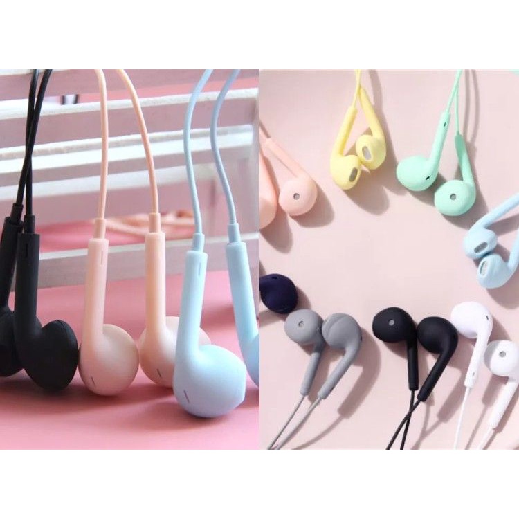 HEADSET MACARON U19 Hifi Stereo Extra Bass Handsfree Matte Colorfull Earphone Jack 3.5mm With Mic