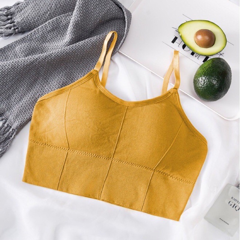 MAY STAR Bra Wanita Bra Polos Yoga Bra Push Up Tanpa Kawat Sport Bra Impor murah B3-Bra-3 Kuning