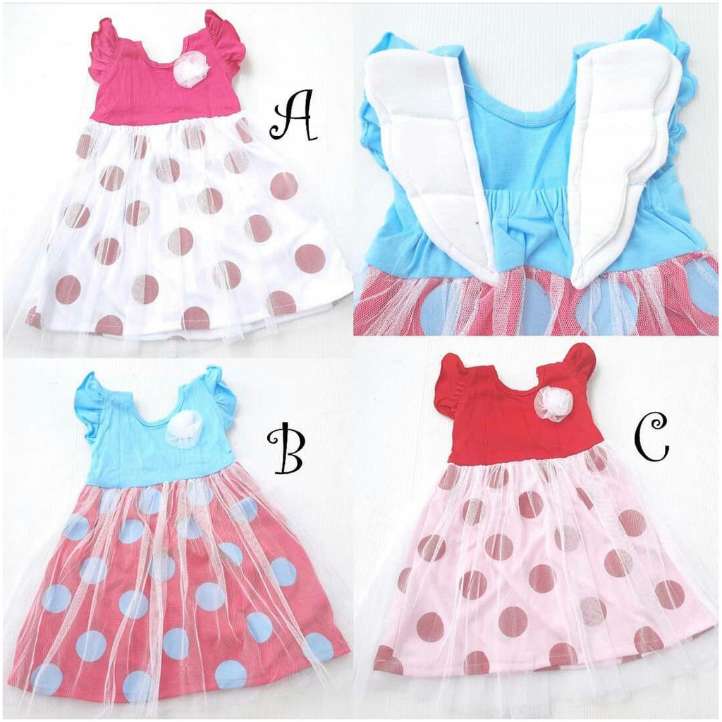 Dress Bayi Sayap Baju Bayi Perempuan Polkadot Wings