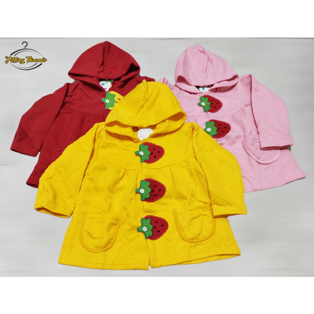 Jaket Anak Perempuan 1 2 3 Tahun / Jaket Fuzzi Anak Cewek Topi Motif