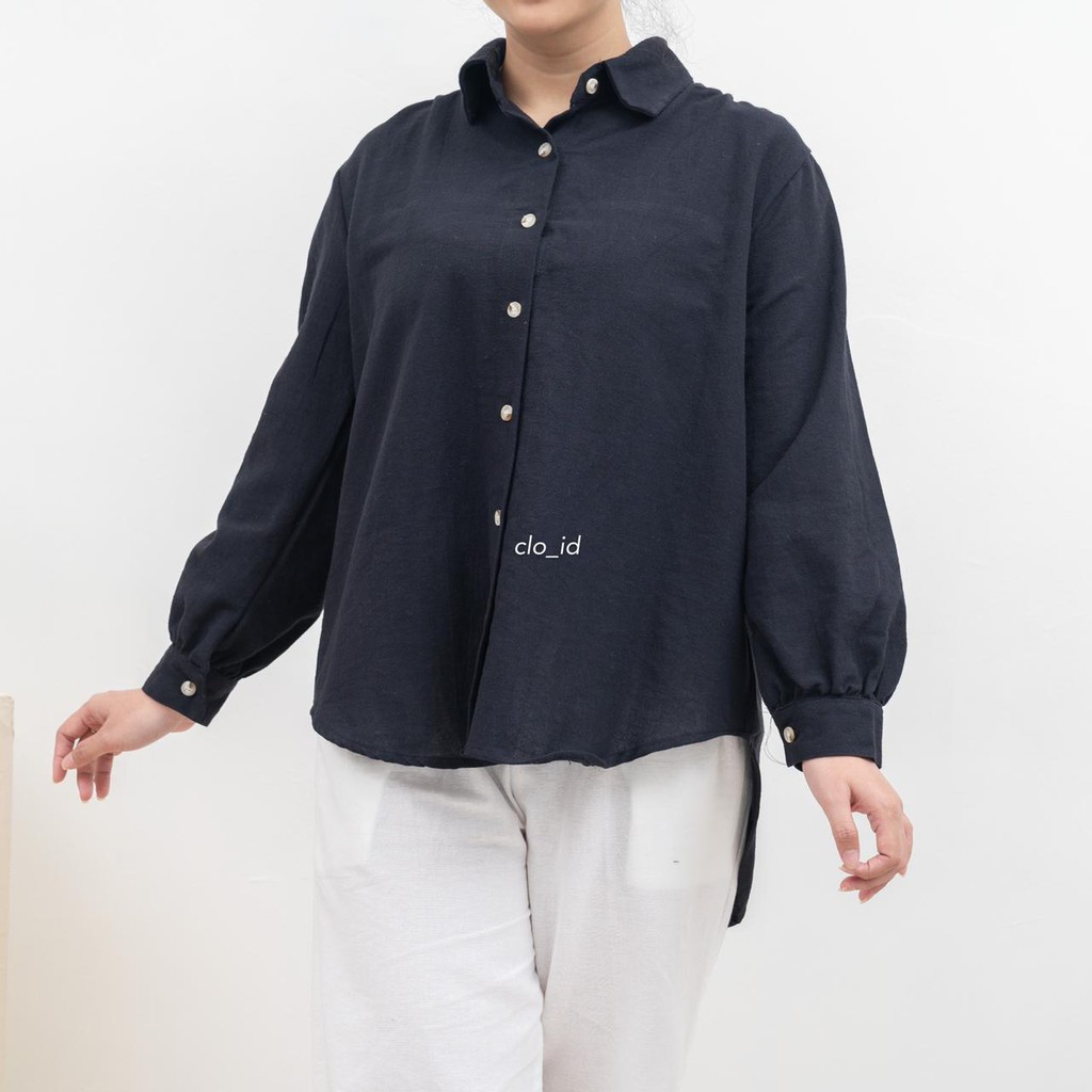 HAICLO Ava Linen Shirt / Atasan Kemeja Wanita-Black