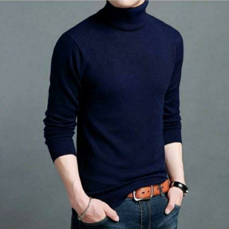 sweater turtleneck-sweater cowok-rajut korea 4 ukuran 9 warna size L.M.XL.XXL