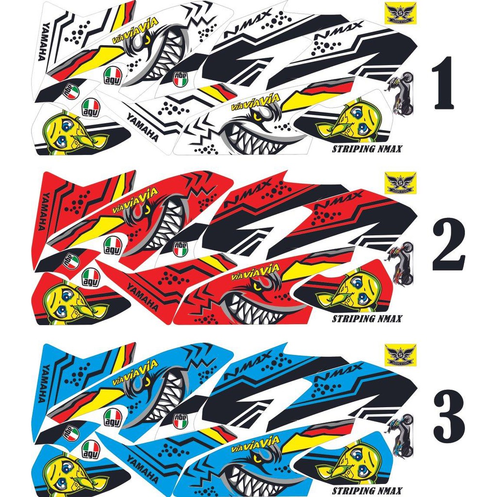 VARIASI STICKER STRIPING NMAX VARIASI HIU SHARK THAILOOK BABYLOOKS MOTHAI STRIPING MOTOR