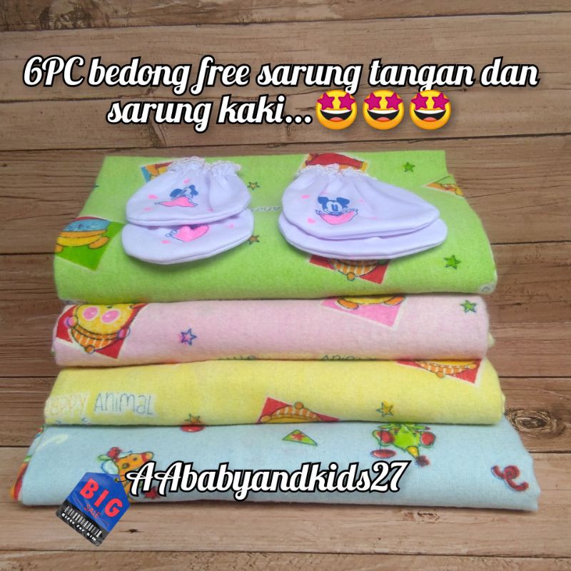 LUVLY 1Pak Isi 6PC Bedong Bayi Super Murah Free Sarung Tangan dan Kaki Ukuran 110x90 Cm SNI