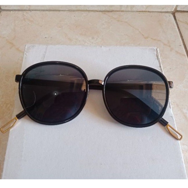 kacamata bulat oval hitam trendy CHN149