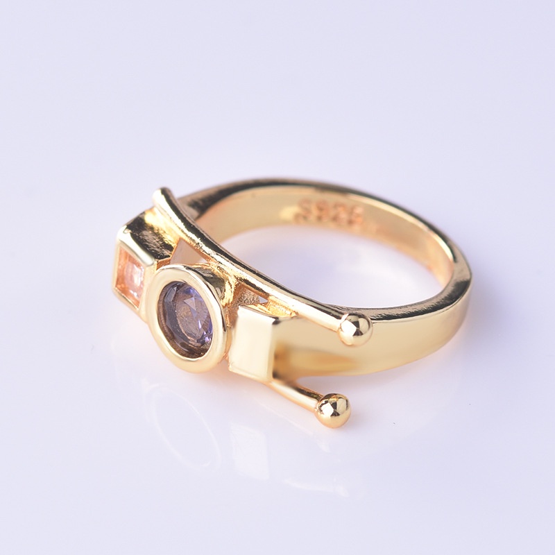 perak asli 925 cincin Wanita Kesederhanaan kreatif emas Permata Fashion Perhiasan