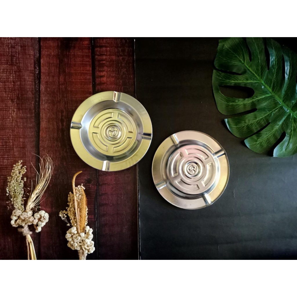Asbak bulet stainless serbaguna ukuran 11 cm x 2 cm putih