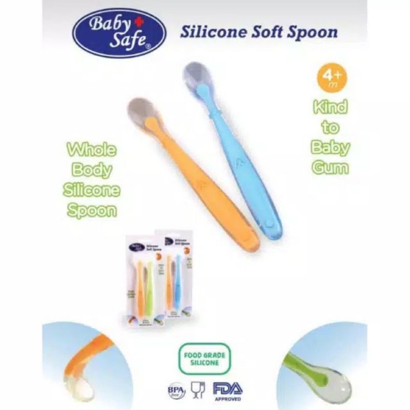 BABY SAFE Silicone Soft Spoon SC009 (Sendok Makan Bahan Silikon Soft Anak Bayi)