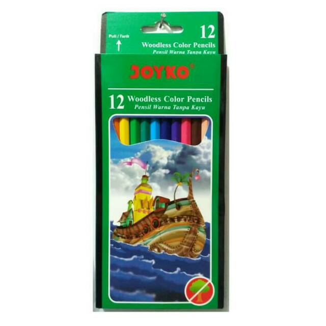 

Pensil Warna Woodless CP-103 Joyko 12 Warna Panjang